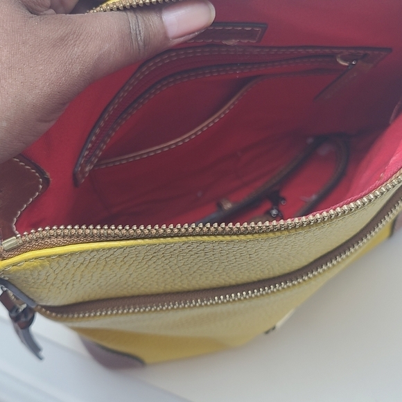Dooney & Burke | Mustard Yellow Pebble Grain Small Zipper Crossbody Bag - Picture 9 of 15
